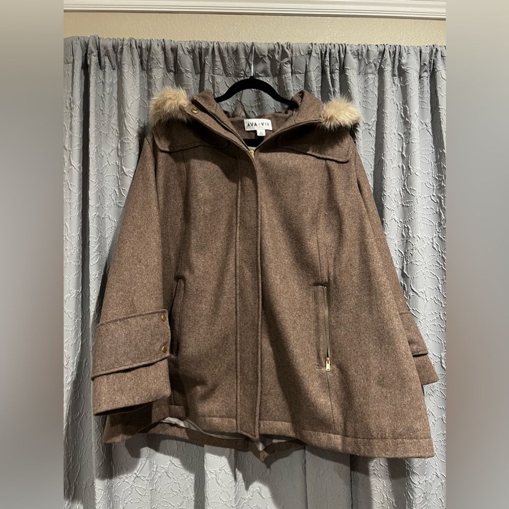 Brown Fur Hooded Coat